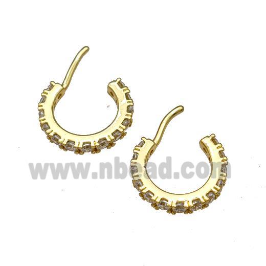 Copper Stud Earrings Micro Pave Zirconia Gold Plated