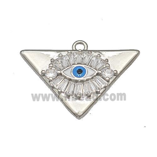 Copper Evil Eye Charms Pendant Micro Pave Zirconia Triangle Platinum Plated