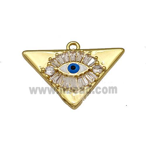 Copper Evil Eye Charms Pendant Micro Pave Zirconia Triangle Gold Plated
