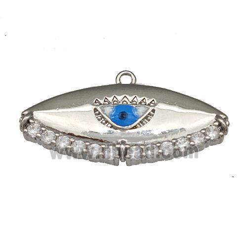 Copper Evil Eye Charms Pendant Micro Pave Zirconia Platinum Plated