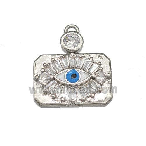 Copper Evil Eye Charms Pendant Micro Pave Zirconia Platinum Plated