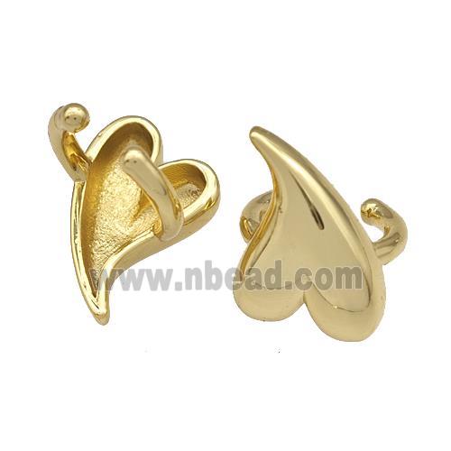 Copper Clip Earrings Heart Gold Plated