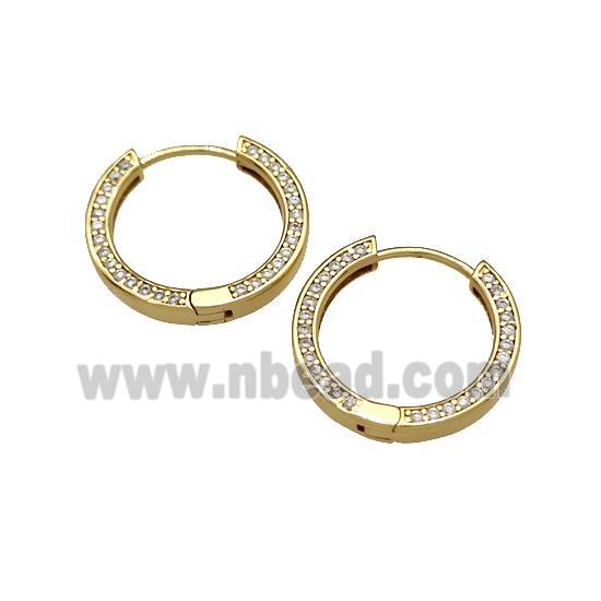 Copper Hoop Earrings Micro Pave Zirconia Gold Plated