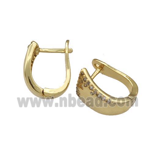 Copper Latchback Earrings Micro Pave Zirconia Gold Plated