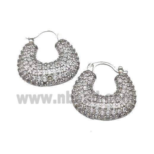 Copper Latchback Earrings Micro Pave Zirconia Platinum Plated
