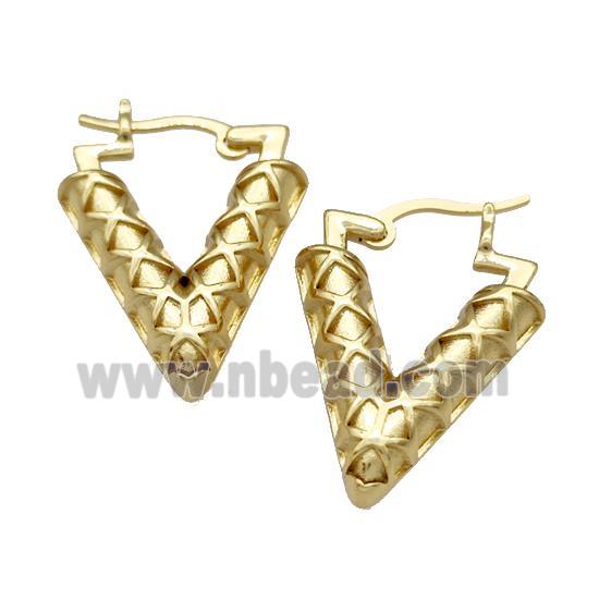 Copper Latchback Earrings V-Shape Gold Plated