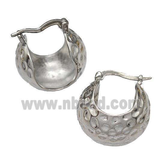 Copper Latchback Earrings Hollow Hammered Platinum Plated