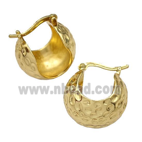 Copper Latchback Earrings Hollow Hammered Gold Plated