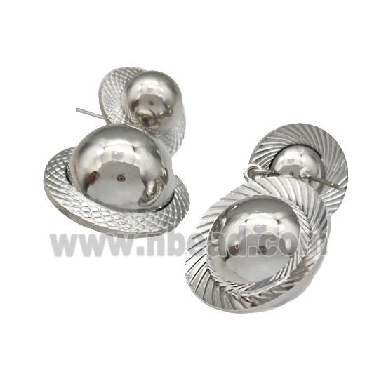 Copper Stud Earrings Planet Hollow Platinum Plated