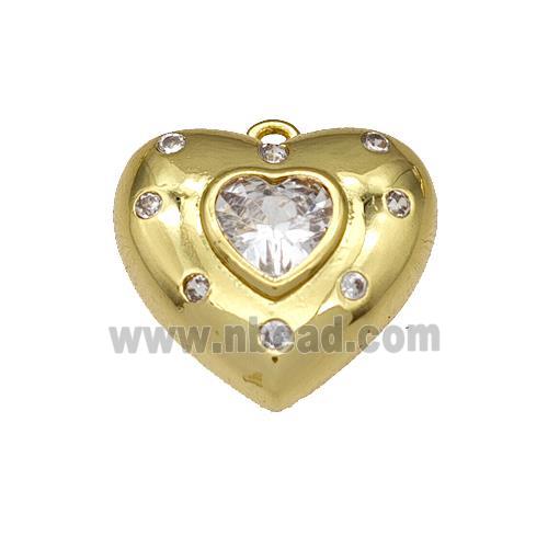 Copper Heart Pendant Micro Pave Zirconia Gold Plated