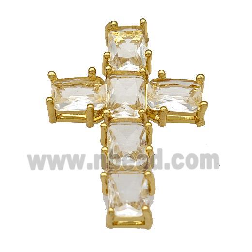 Copper Cross Pendant Micro Pave Crystal Gold Plated