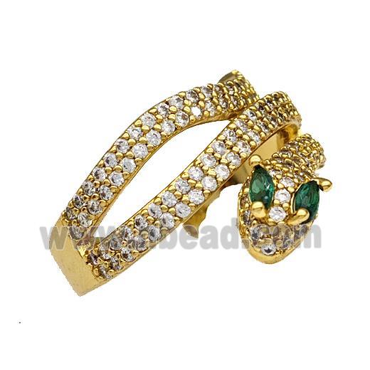 Copper Snake Rings Micro Pave Zirconia Gold Plated