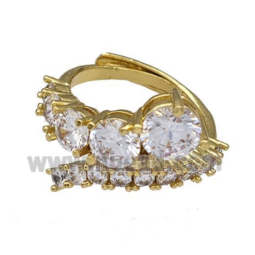 Copper Rings Micro Pave Zirconia Adjustable Gold Plated