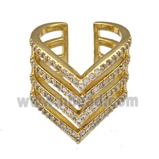 Copper Rings Micro Pave Zirconia Gold Plated