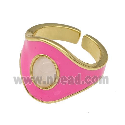 Copper Rings Hotpink Enamel Gold Plated