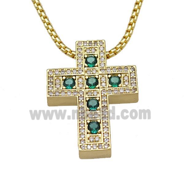 Copper Cross Necklace Micro Pave Zirconia Gold Plated