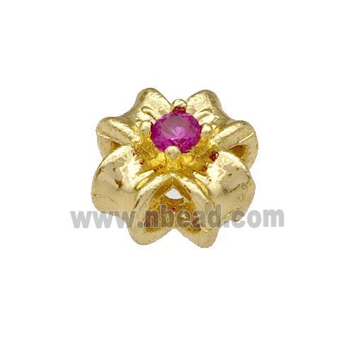 Copper Flower Micro Pave Zirconia Gold Plated