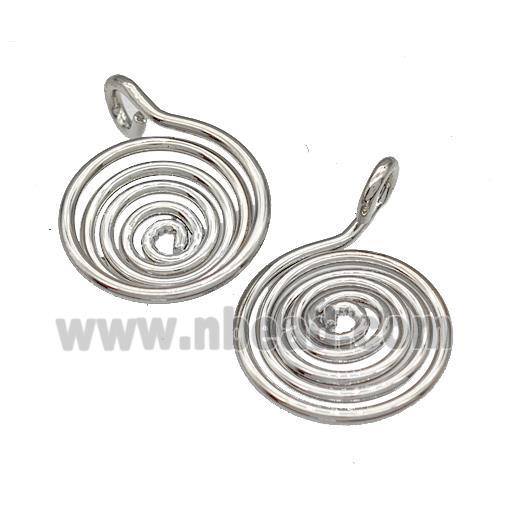 Copper Circle Pendant Swirl Platinum Plated