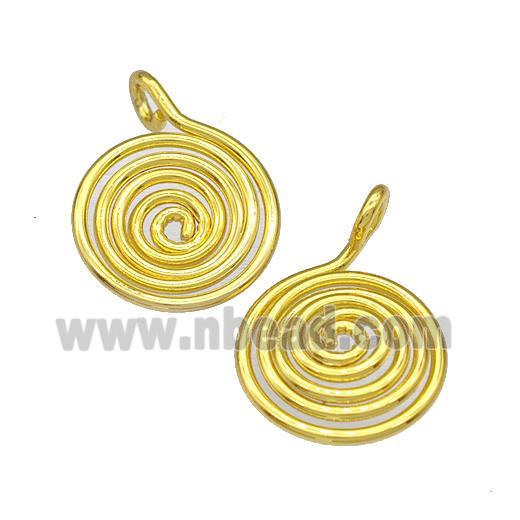 Copper Circle Pendant Swirl Gold Plated