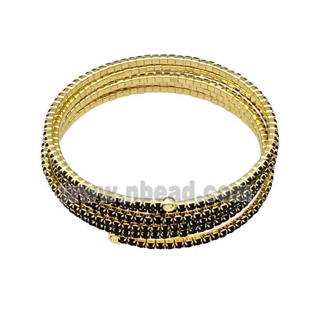 Copper Bangles Pave Black Zircon Gold Plated