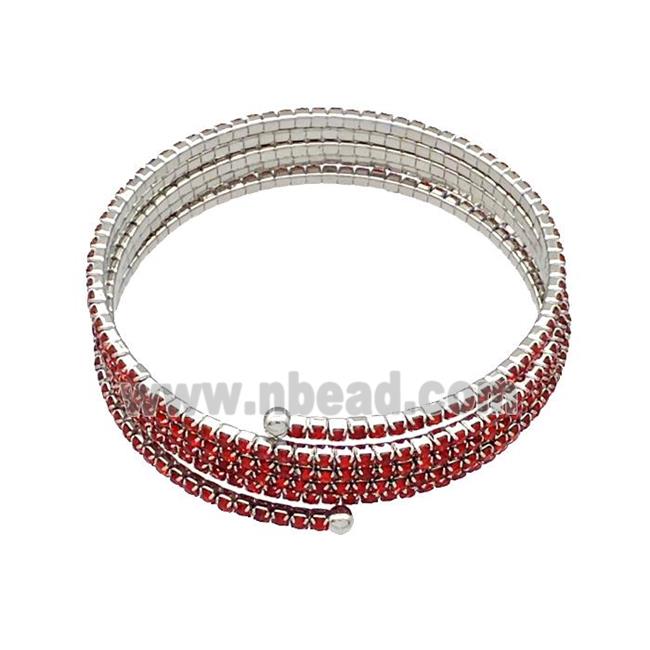 Copper Bangles Pave Red Zircon Platinum Plated