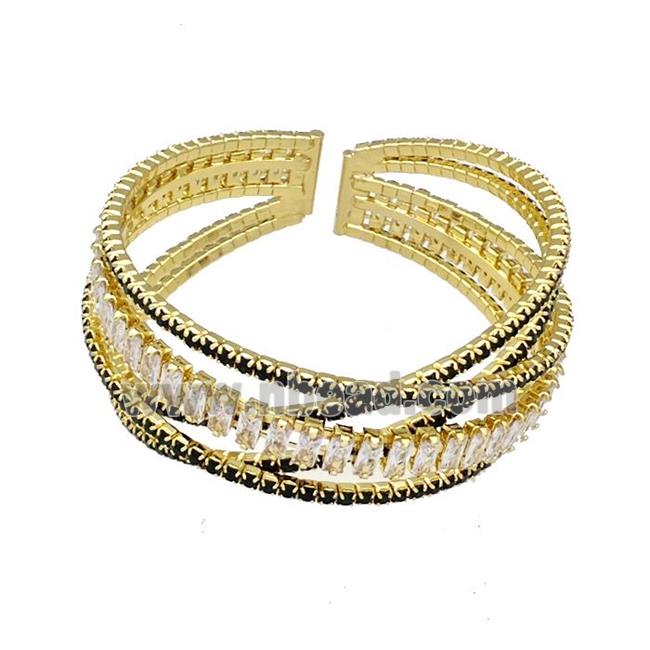 Copper Bangles Pave Black Zircon Gold Plated