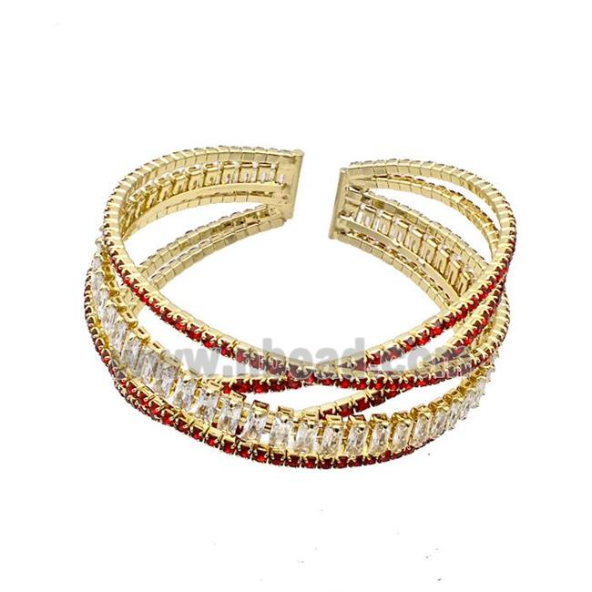 Copper Bangles Pave Red Zircon Gold Plated