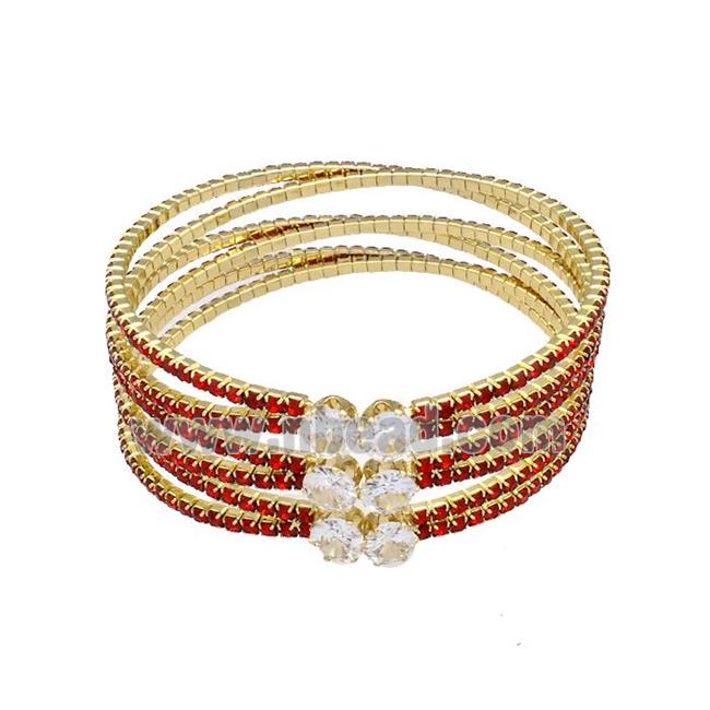 Copper Bangles Pave Red Zircon Gold Plated