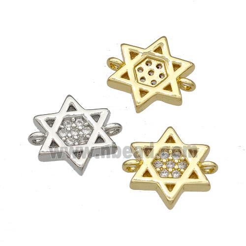 Copper David Star Connector Micropave Zirconia Mixed