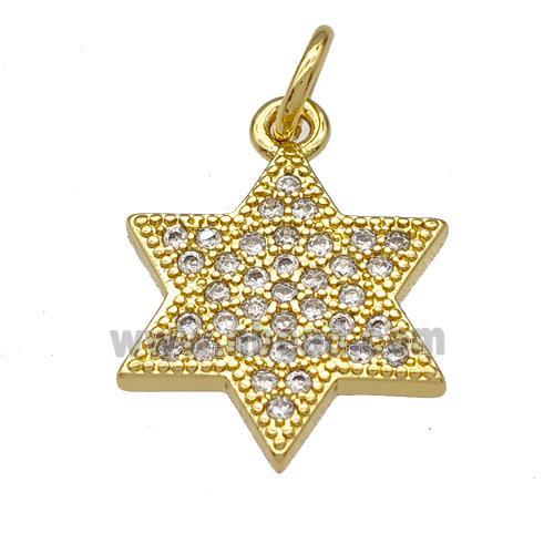 Copper Star Pendant Micropave Zirconia Gold Plated