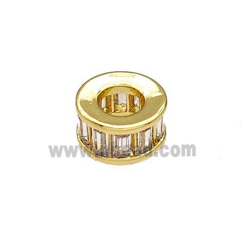 Copper Heishi Beads Spacer Pave Zircon Large Hole Gold Plated