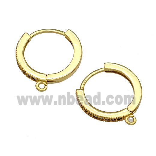 Copper Hoop Earrings Pave Zirconia Gold Plated