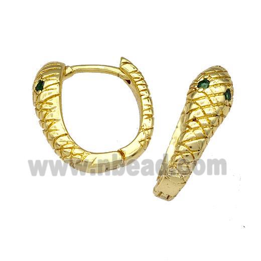 Copper Latchback Earrings Snake Pave Zircon Gold plated