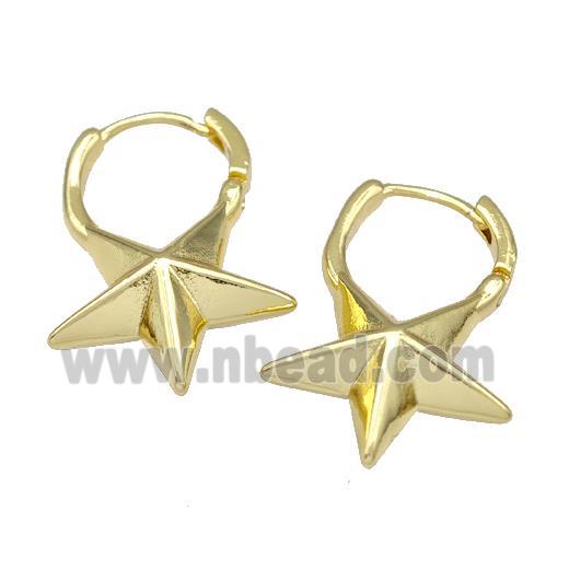 Copper Latchback Earrings Star Gold Plated