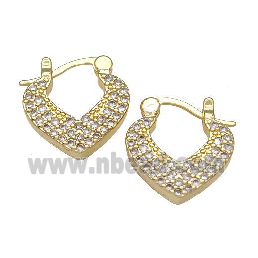 Copper Latchback Earrings Pave Zirconia Gold Plated