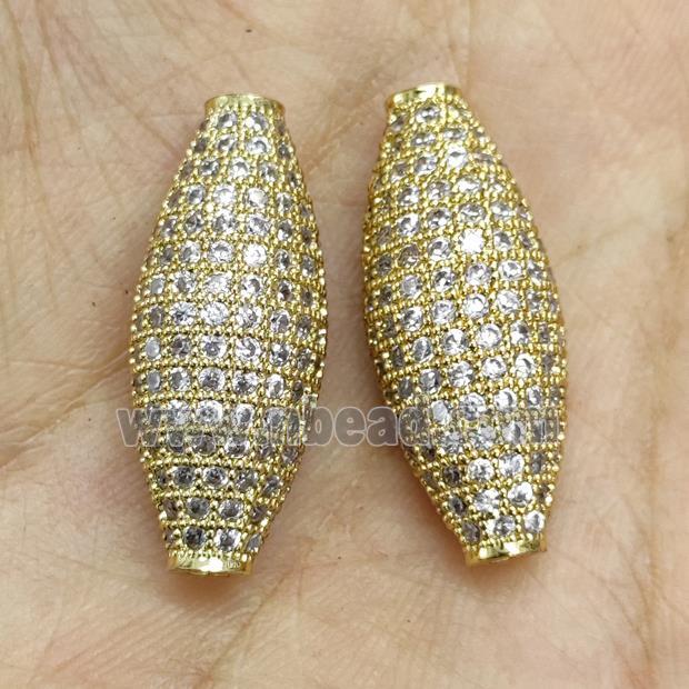 Copper Rice Beads Micro Pave Zirconia Gold Plated