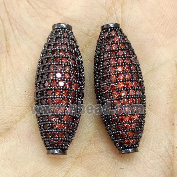 Copper Rice Beads Micro Pave Orange Zirconia Black Plated