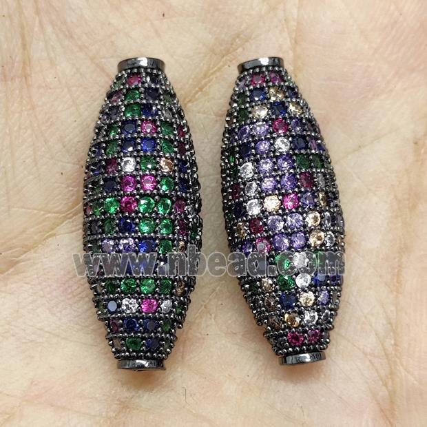 Copper Rice Beads Micro Pave Zirconia Multicolor Black Plated