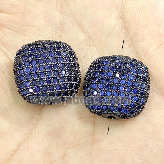 Copper Square Beads Micro Pave Blue Zirconia Black Plated