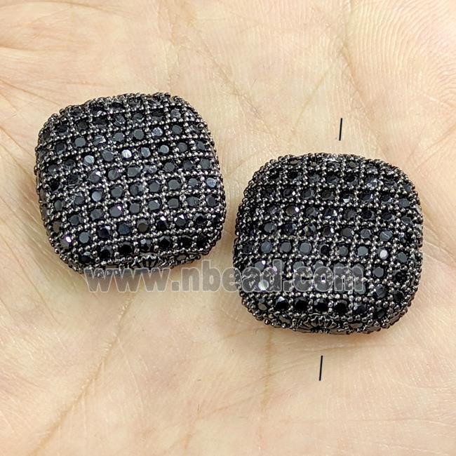 Copper Square Beads Micro Pave Zirconia Black Plated
