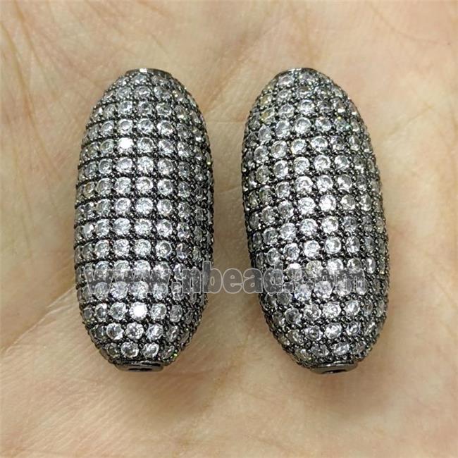 Copper Rice Beads Micro Pave Zirconia Black Plated