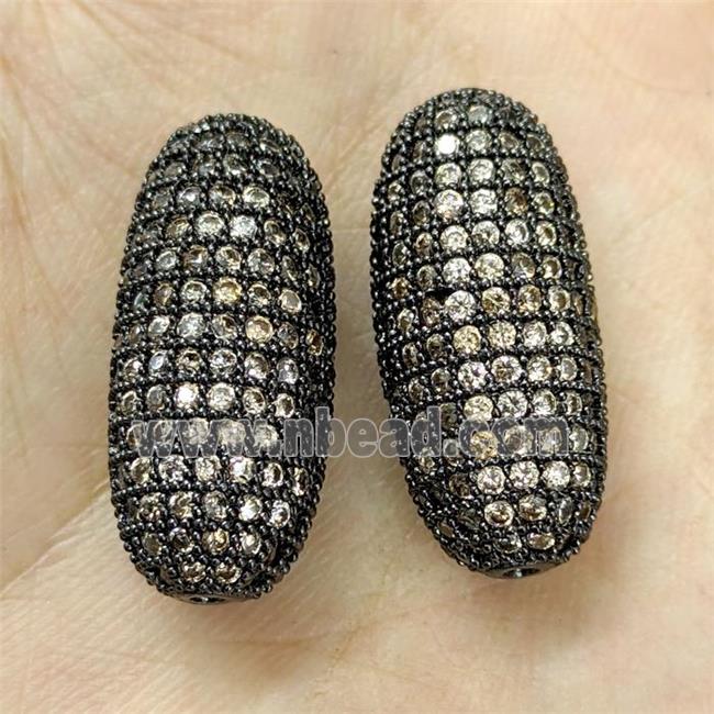 Copper Rice Beads Micro Pave Yellow Zirconia Black Plated