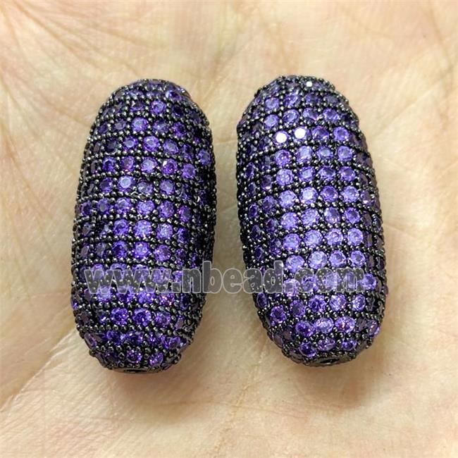 Copper Rice Beads Micro Pave Purple Zirconia Black Plated