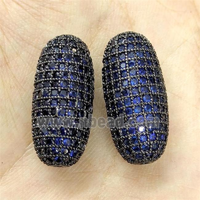 Copper Rice Beads Micro Pave Blue Zirconia Black Plated