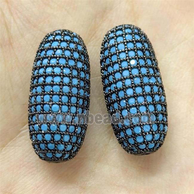 Copper Rice Beads Micro Pave Turq Zirconia Black Plated