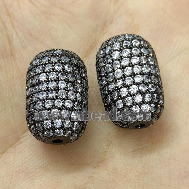Copper Barrel Beads Micro Pave Zirconia Black Plated