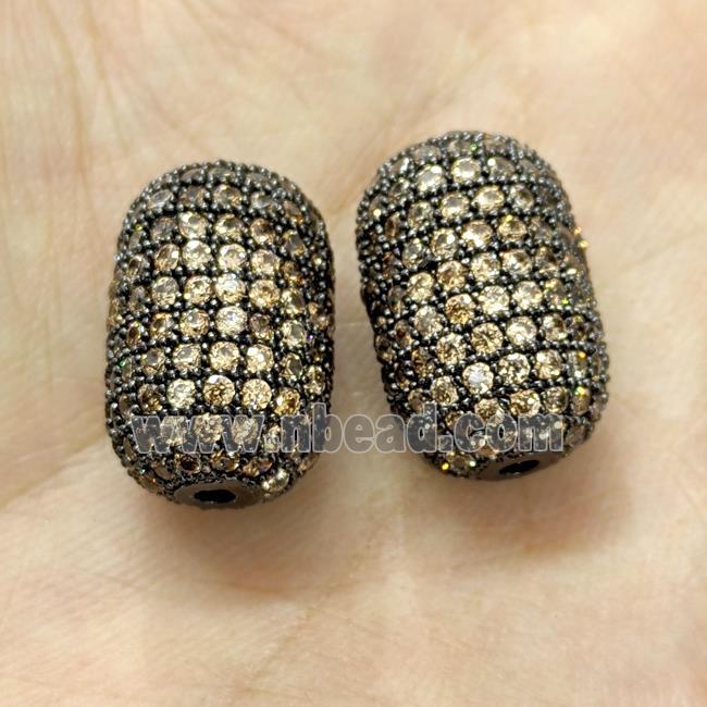 Copper Barrel Beads Micro Pave Yellow Zirconia Black Plated