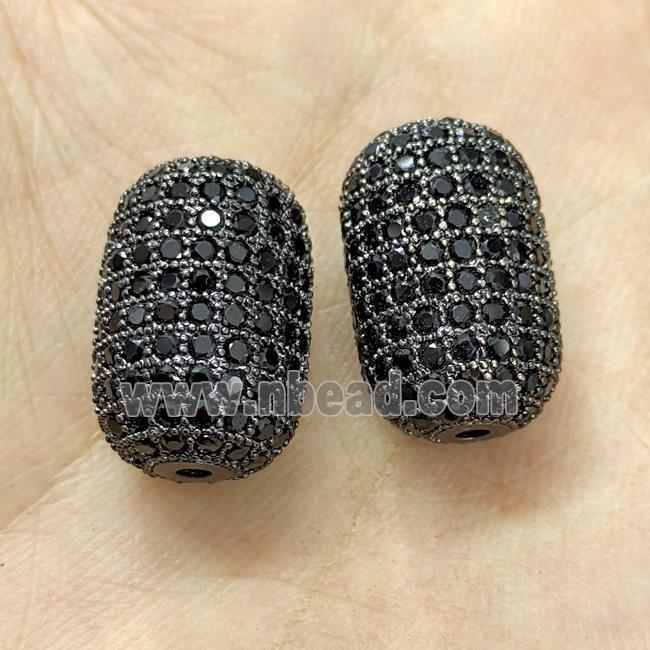 Copper Barrel Beads Micro Pave Zirconia Black Plated