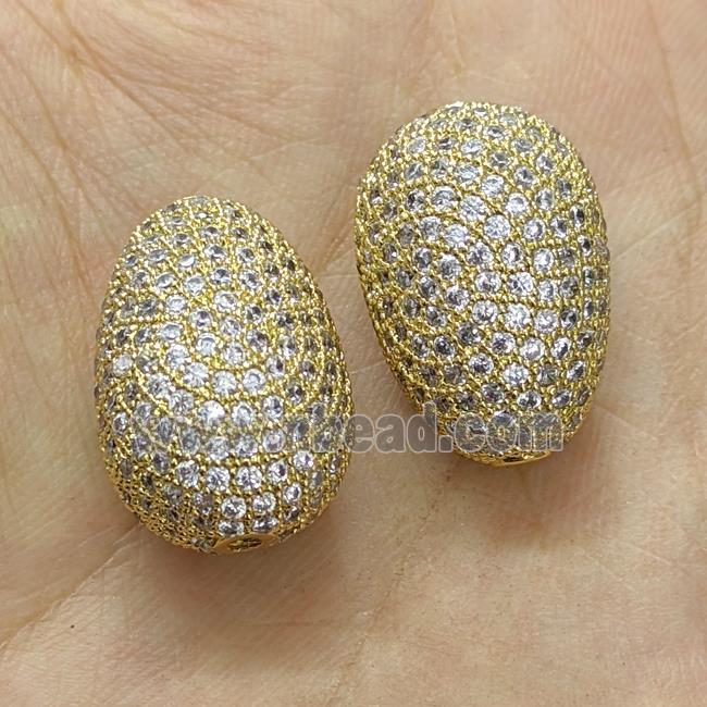 Copper Teardrop Beads Micro Pave Zirconia Gold Plated