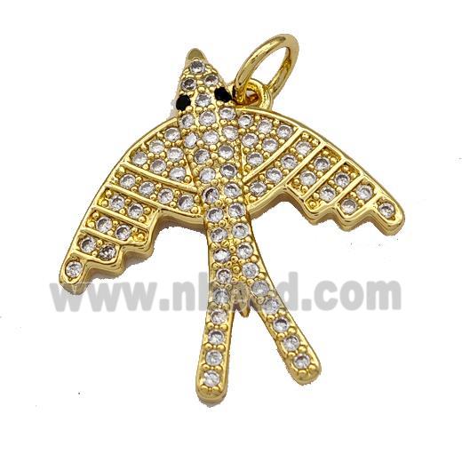 Copper Kite Charms Pendant Micro Paved Zirconia Gold Plated